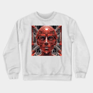 techno red robot in the future Crewneck Sweatshirt